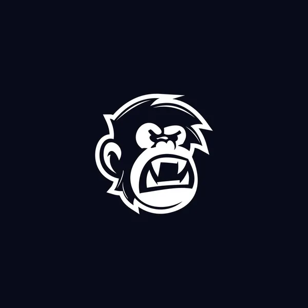 Silueta Tvář Opice Naštvaný Logo Vektor Design Šablona Inspirace Nápad — Stockový vektor