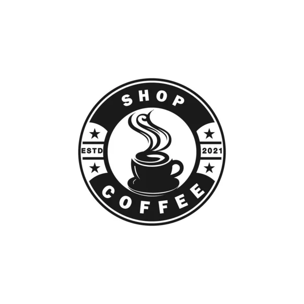 Vintage Retro Coffee Shop Emblème Cercle Étiquette Autocollant Logo Vectoriel — Image vectorielle