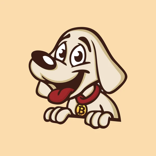 Cucciolo Cane Vettore Illustrazione Template Cartoon Character Design Con Collana — Vettoriale Stock