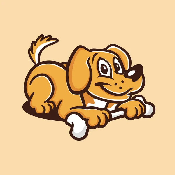 Cute Puppy Vector Illustration Template Cartoon Character Design Bone — Stock Vector