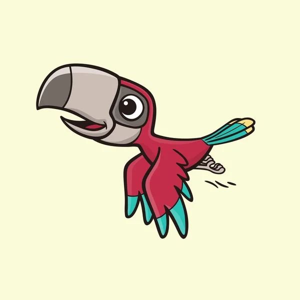 Flying Papegaai Vogel Cartoon Mascotte Karakter Vector Ontwerp Sjabloon — Stockvector