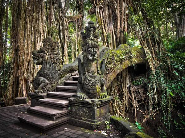 Drachenbrücke am Affenwaldreservat in ubud, bali — Stockfoto