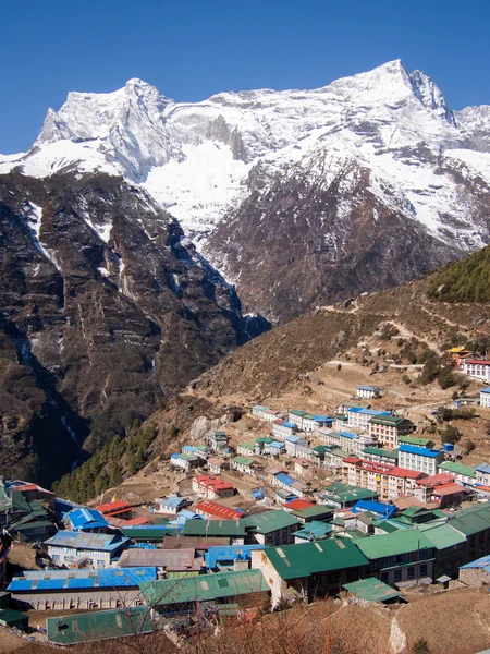 Namche ın Bazaarı Nepal Himalaya yerleşim — Stok fotoğraf