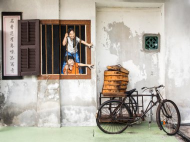 sokak sanatı duvar georgetown, penang, Malezya