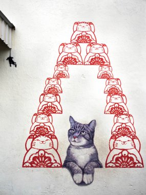 sokak sanatı duvar georgetown, penang, Malezya