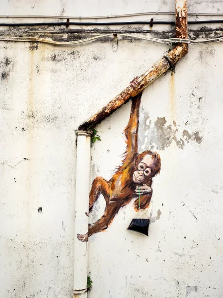 Street Art Wandbild in Kuching, Sarawak, Malaysia — Stockfoto