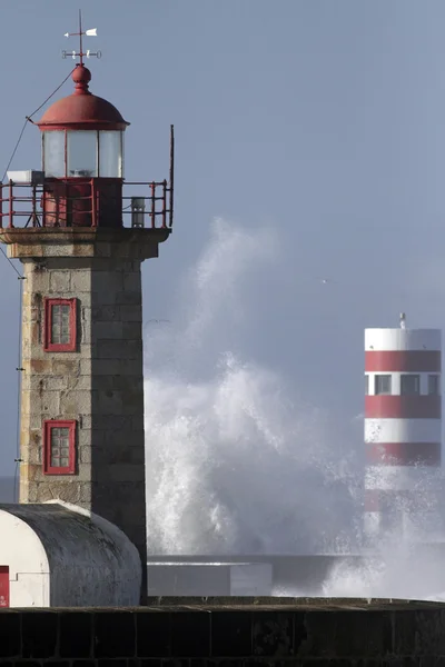 Lighthouses of river Douro and wave