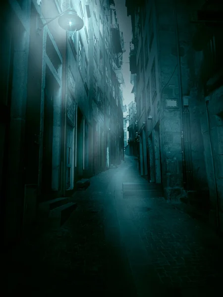 Foggy narrow street — Stock Photo, Image