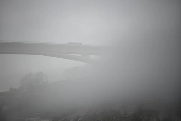 Une Des Rivières Douro Dans Brouillard Porto Vila Nova Gaia — Photo