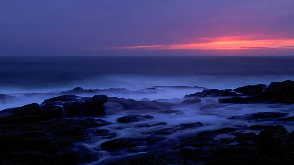 Noord Portugese Kust Schemering Lange Blootstelling Analoog 35Mm Film — Stockfoto