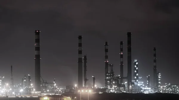 Part Big Oil Refinery Night — Stock Photo, Image