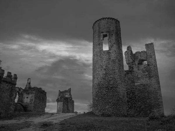 Руины Старой Португальской Военной Крепости Конвертированное Черно Белое — стоковое фото