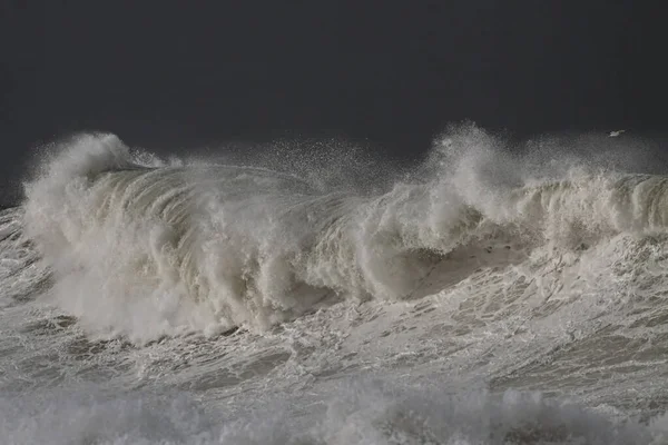 Uma Grande Onda Num Dia Tempestuoso Costa Norte Portugal — Fotografia de Stock