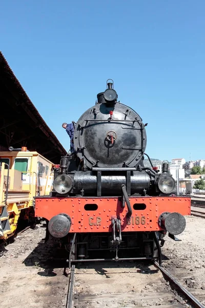 Regua Portugal July 2009 Old Steam Locomotive Regua Station Northern — Stock Photo, Image