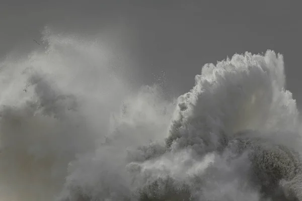 Große Stürmische Welle Spritzt Und Sprüht Schönes Licht Gefiltert Durch — Stockfoto