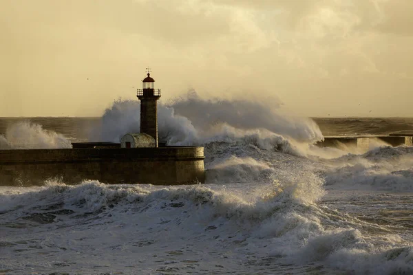 Moody Seascape Pôr Sol Anoitecer Costa Norte Portugal — Fotografia de Stock