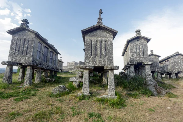 Velhos Celeiros Pedra Castelo Medieval Lindoso Norte Portugal — Fotografia de Stock