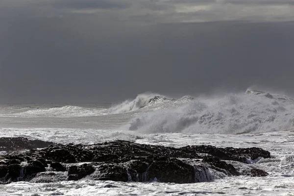 Dramatic Rough Sea Northern Portuguese Rocky Coast — Stok fotoğraf