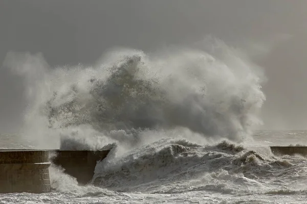 Détail Énorme Vague Mer Atlantique Pendant Cyclone — Photo