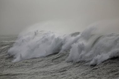 Rüzgar spreyiyle fırtınalı deniz dalgaları