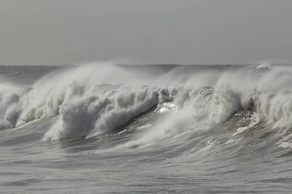 Stormy Breaking Wave Wind Spray Northern Portuguese Coast — Stock Fotó
