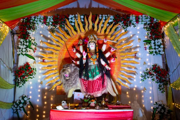 Göttin Durga Idol Bei Navratri Fest — Stockfoto