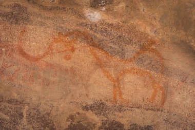 Bhimbetka Kaya Barınakları, Raisen, Madhya Pradesh, Hindistan. 2003 yılında UNESCO Dünya Mirası ilan edilen sığınaklarda Yukarı Paleolitik dönemden Ortaçağ 'a kadar uzanan antik kaya sanatı yer alıyor..