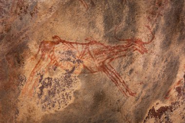 Bhimbetka Kaya Barınakları, Raisen, Madhya Pradesh, Hindistan. 2003 yılında UNESCO Dünya Mirası ilan edilen sığınaklarda Yukarı Paleolitik dönemden Ortaçağ 'a kadar uzanan antik kaya sanatı yer alıyor..