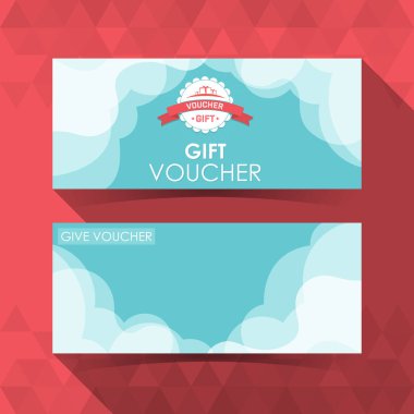Hediye çeki şablonu, Bulut ve Gökyüzü Tasarımı. Vektör İllüstrasyonu