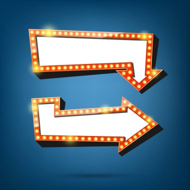 Elektrik ampulleri billboard. Retro ok ışık çerçeveler. vektör çizim