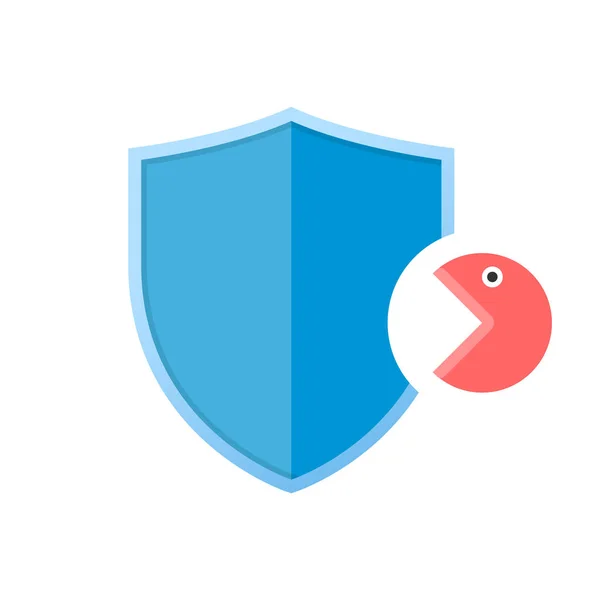 Shield Flat Icon Mit Virus Virus Konzept Vektorillustration — Stockvektor
