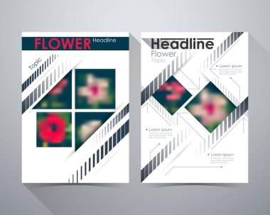 Flower Manşet, Flower konsept tasarımı, Online Design Magazine, Broşür Kapağı broşürü. Vektör illüstrasyonu