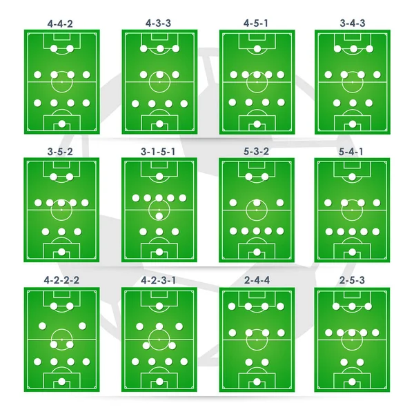 Formación Fútbol Tácticas Posición Planificación Ilustración Vectorial — Vector de stock