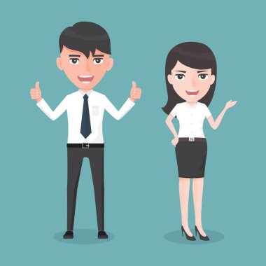 Üniversite Öğrencileri Üniformaları, Erkek ve Kadın Ayakta Duranlar Karakteri. Vektör İllüstrasyonu