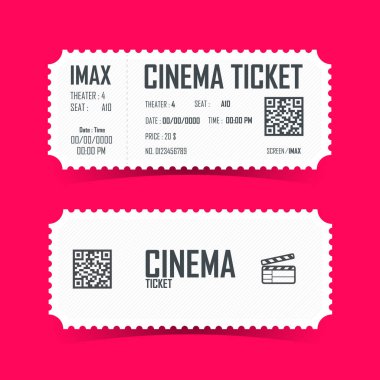 Sinema Bilet Kartı Element Tasarımı. Vektör illüstrasyonu