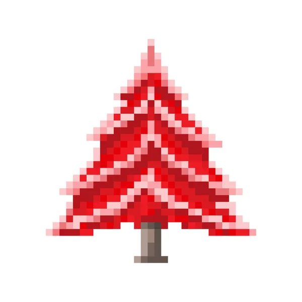 Röda Julgranen Pixel Design Vektorillustration — Stock vektor