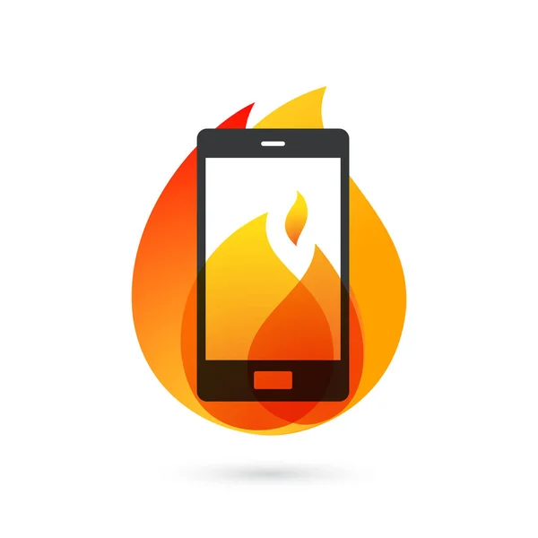 Smartphone Explosion Burning Fire Vector Illustration — Stock Vector