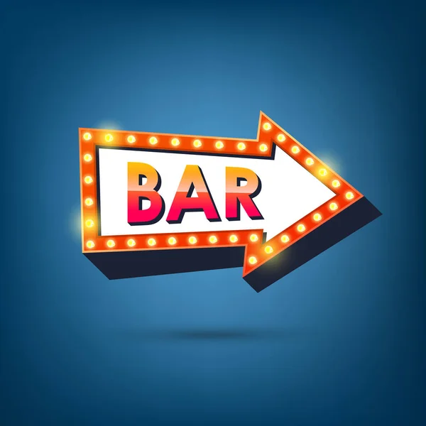 Bar Billboard Retro Arrow Light Frames Vektorová Ilustrace — Stockový vektor