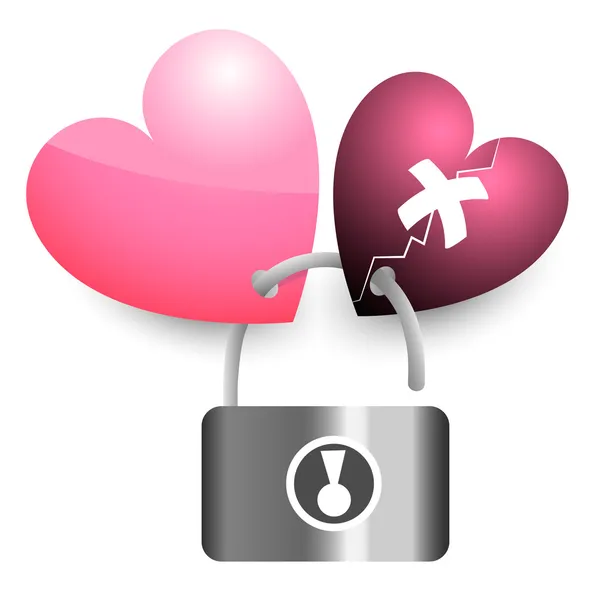 Two hearts and lock — Stock Vector