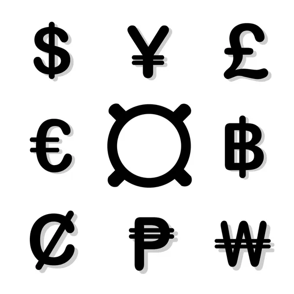 Black currency symbols — Stock Vector