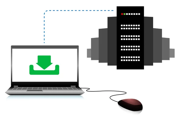 Computer connected to server — Stock Vector