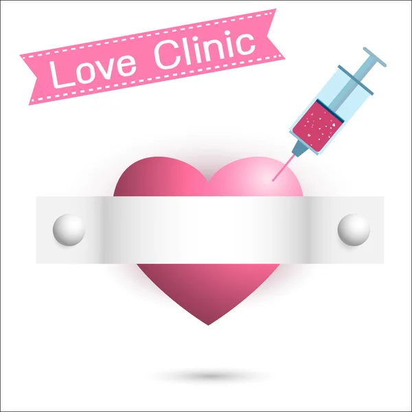 Add a love heart seized injected into the heart. syringe — Stock Vector