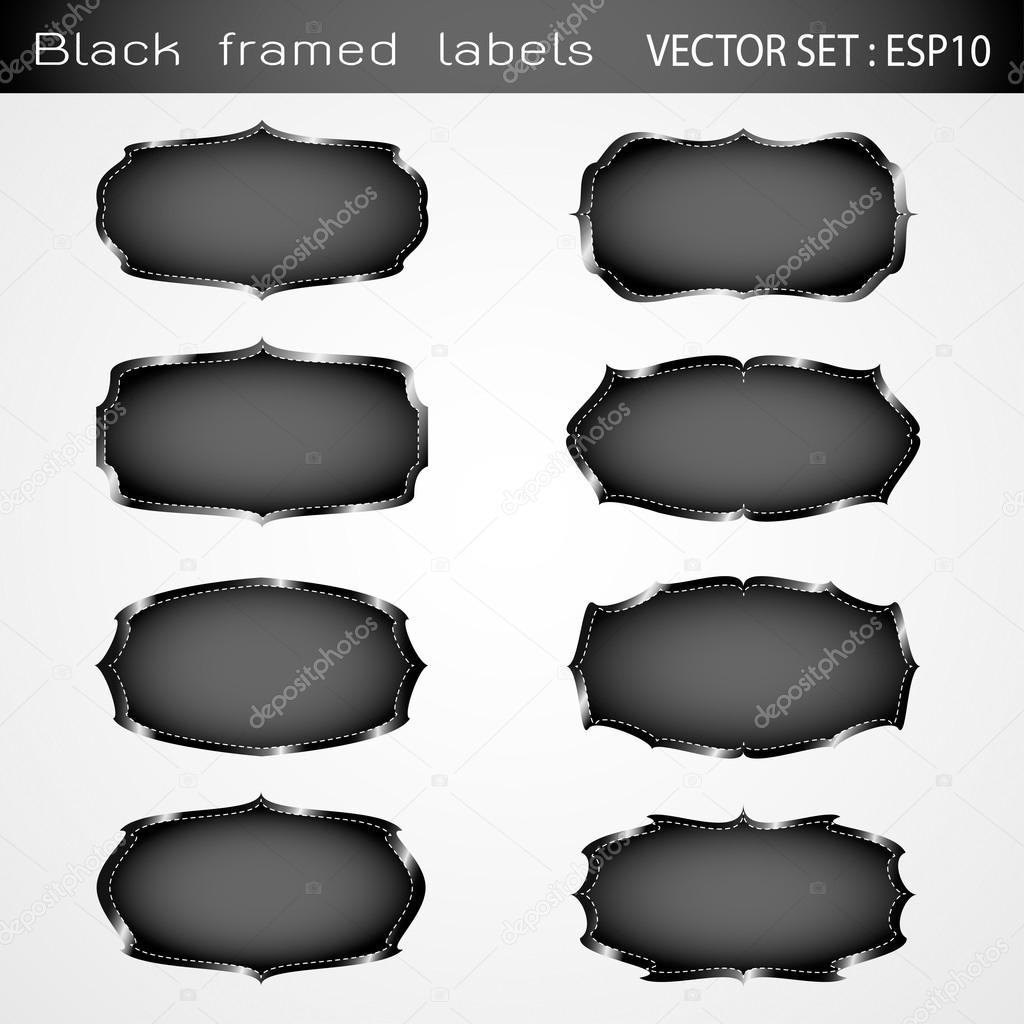 Black framed labels