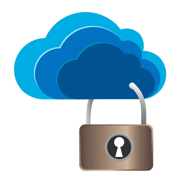 Cloud security lock — Stock Vector