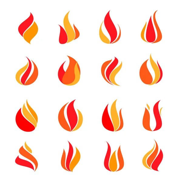 Icons set fire — Stock Vector