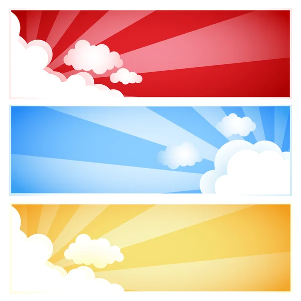 Sunrays and Clouds Set — Stock Vector
