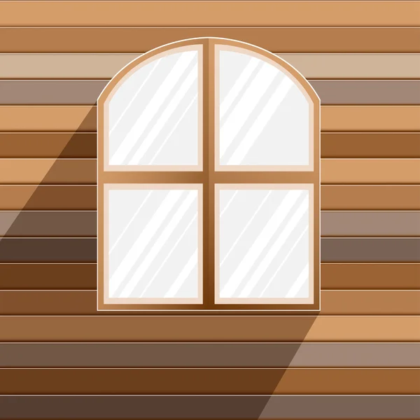 Ventana sobre fondo de pared de madera — Vector de stock