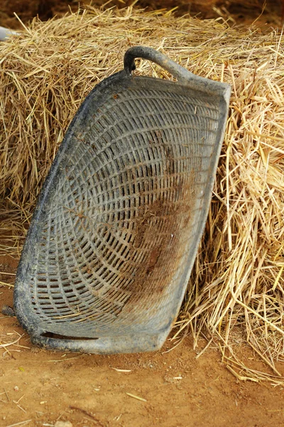 Dustpan in rice straw. — Stock Photo, Image