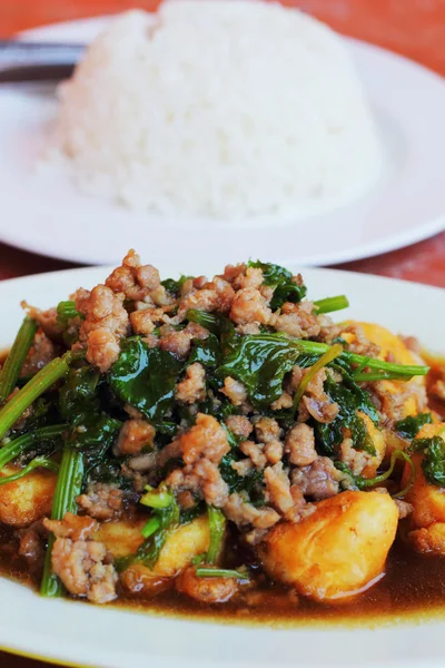 Tahu tahu goreng tahu nasi kukus . — Stok Foto