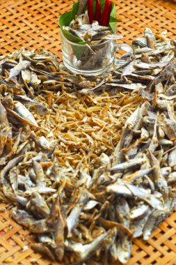 Balık pazarı ve kırmızı biberli Kuru.